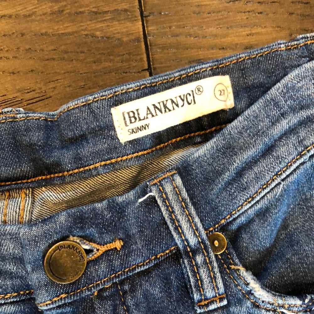 Blank NYC skinny patchwork front slit jean 27 - Picture 3 of 4